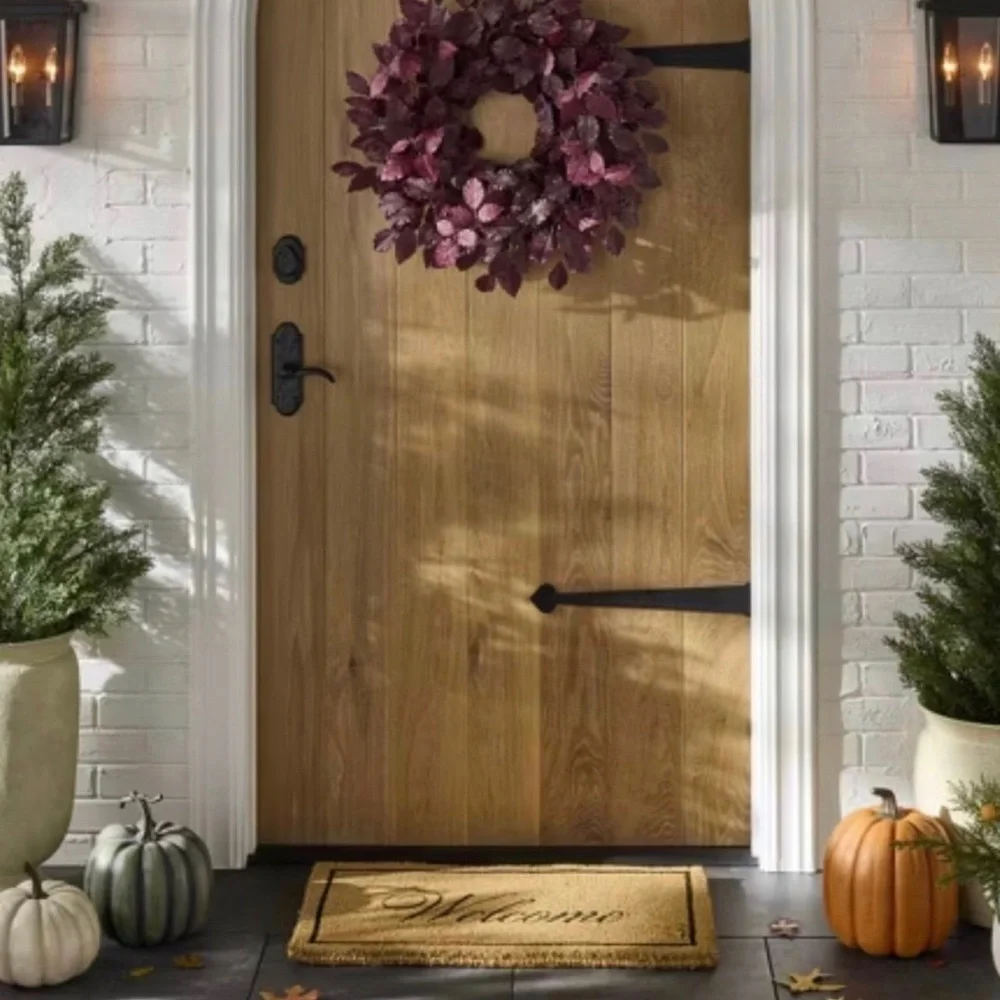 Studio McGee Artificial Leaf Wreath Arrangement Burgundy - Threshold